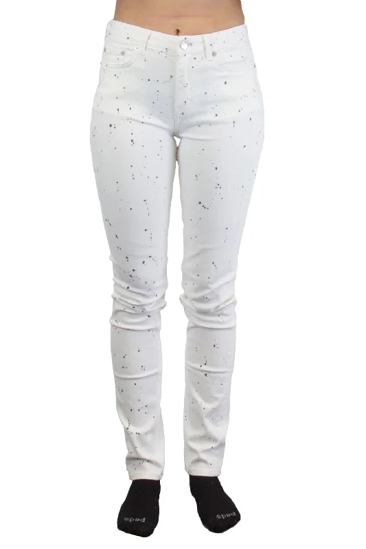 BLK DNM Women's Neptune White Speckled Jeans #WJ301801 $215 NWT Trendy Skinny High-Waist Jeans