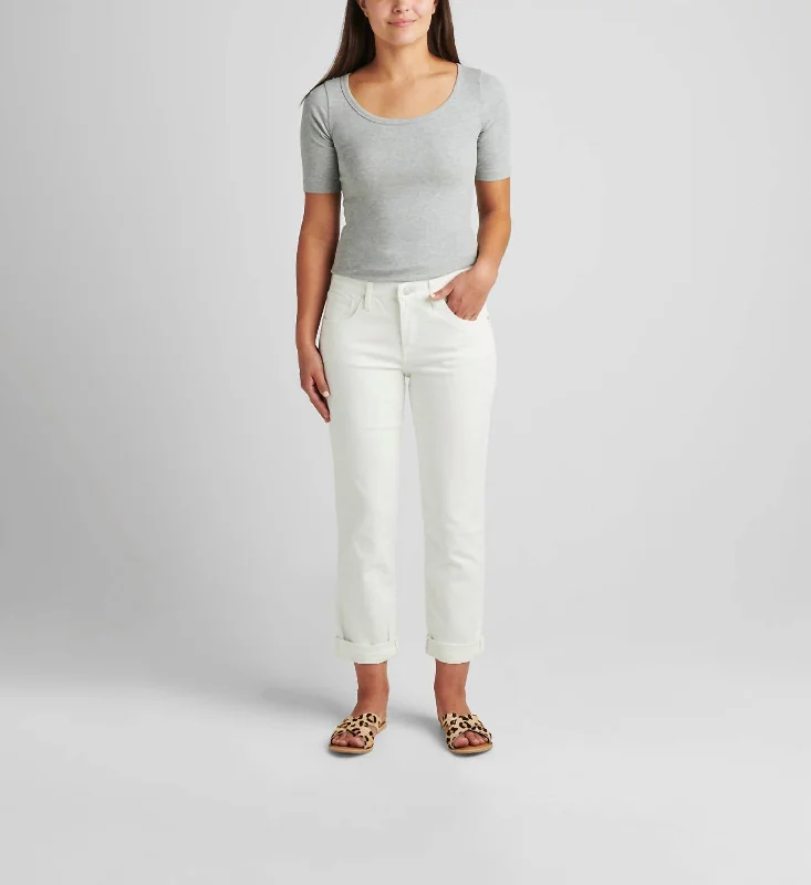 Carter Girlfriend Mid Rise Jean In White Chic Ripped Jeans