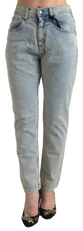 Chic Mid Waist Skinny Jeans In Blue Casual Straight-Leg Jeans