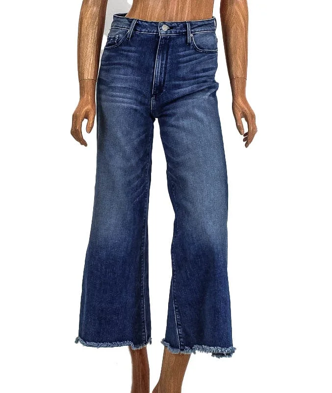 "Claudia Wide Leg Crop" Jean Fashionable Vintage Wash Jeans