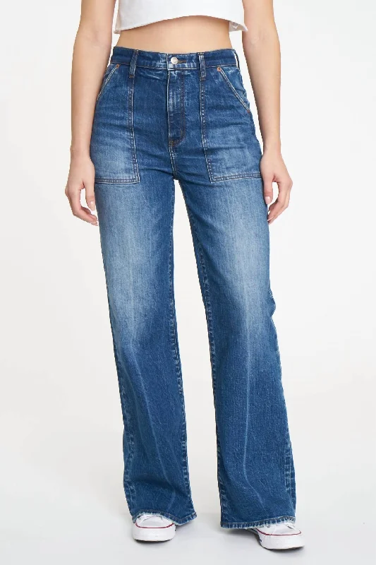 Far Out Patchpocket High Rise Jean In Play Date Fashionable Frayed Hem Denim