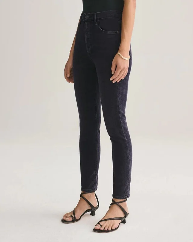 High-Rise "Nico" Skinny Jeans in Black Casual High-Waisted Bootcut Jeans