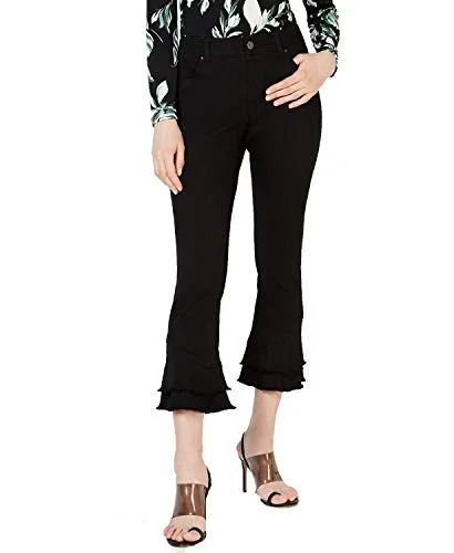 INC Petite Double-Ruffle Flare Jeans Stylish High-Waist Jeans