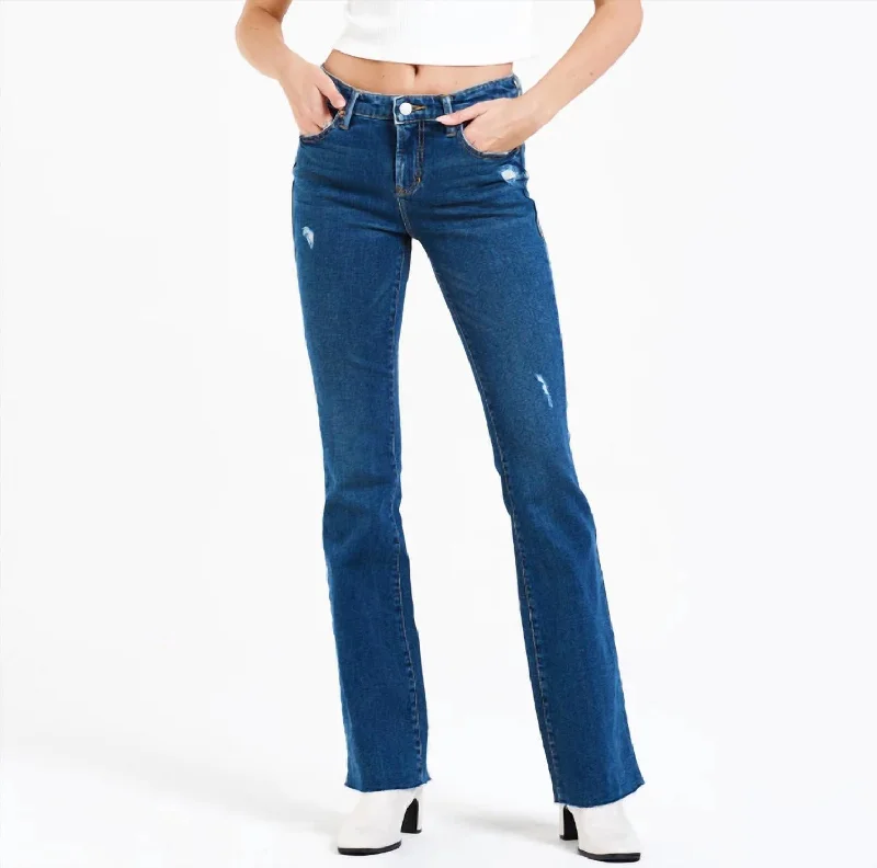 Jaxtyn St. Tropez Jean In Denim Fashionable Raw Hem Bootcut Jeans