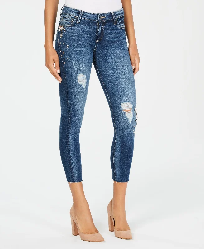 Kut From The Kloth Catherine Embellished Skinny Jeans Comfortable Drawstring Waist Jeans