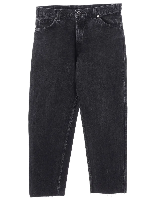 Label Black Cropped Jeans Comfortable Low-Rise Jeans