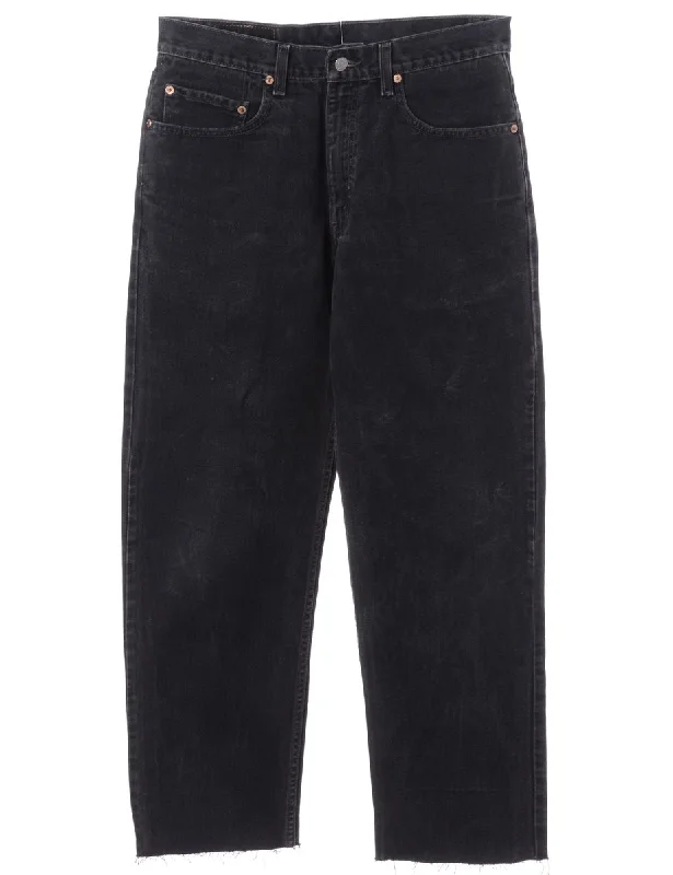 Label Black Cropped Jeans Trendy Flared Leg Jeans