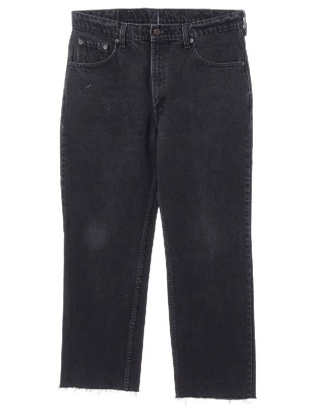 Label Black Cropped Jeans Casual Wide-Legged Denim Jeans