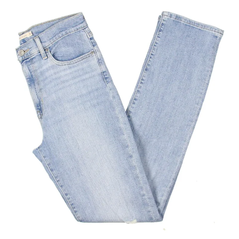 Levi's Womens 724 Destroyed High Rise Straight Leg Jeans Trendy Wide-Legged High-Waist Jeans