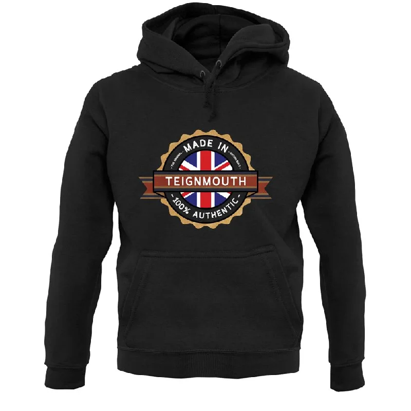 Made In Teignmouth 100% Authentic Unisex Hoodie Hoodie with Raw Hem Edgy Unfinished