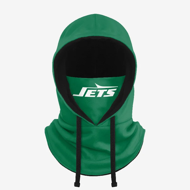 New York Jets Retro Drawstring Hooded Gaiter Hoodie with Patch Decorative Personalized