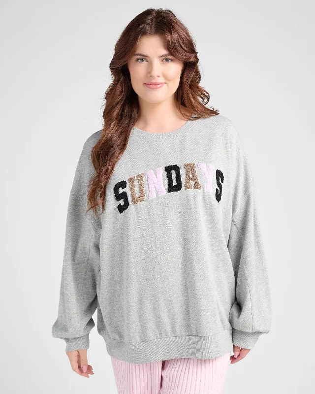 Plus Size Oversized Sunday Sweatshirt Hoodie with High-Low Hem Asymmetrical Trendy