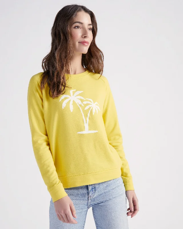 Palm Tree Graphic Sweatshirt Hoodie with Emblem Brand Identity