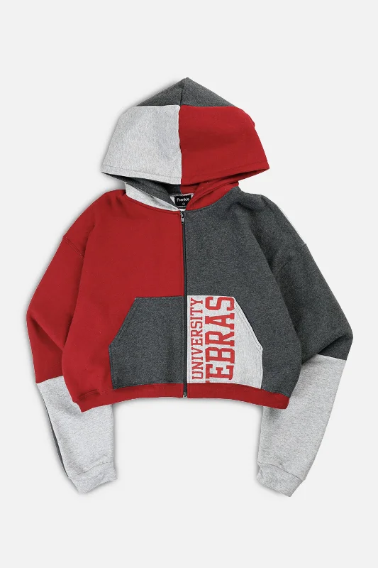 Rework Varsity Crop Zip Hoodie - L Hoodie with Mesh Breathable Sporty