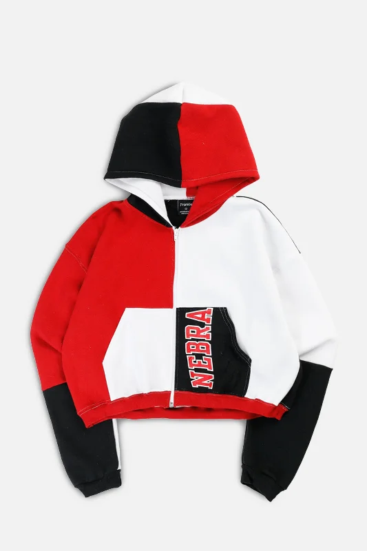 Rework Varsity Crop Zip Hoodie - M Hoodie with Longline Fit Extended Stylish