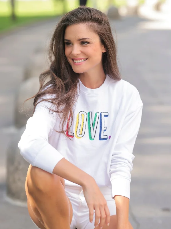 Shiraleah "Love" Sweatshirt, White by Shiraleah Hoodie with Earth Tones Natural Calm