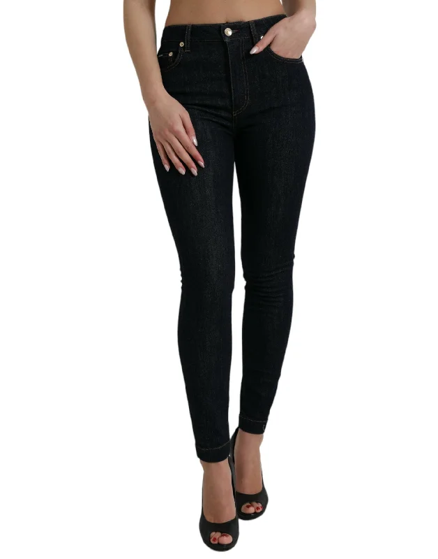 Sleek Mid-waist Stretch Denim Jeans Casual Skinny Fit Jeans