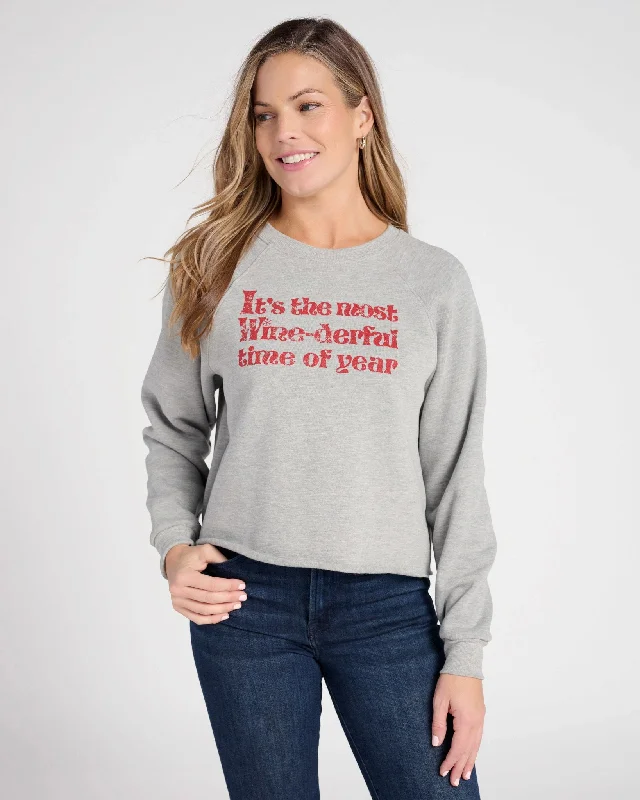 Wine-derful Time of the Year Sweatshirt! Hoodie with Exposed Zipper Edgy Industrial