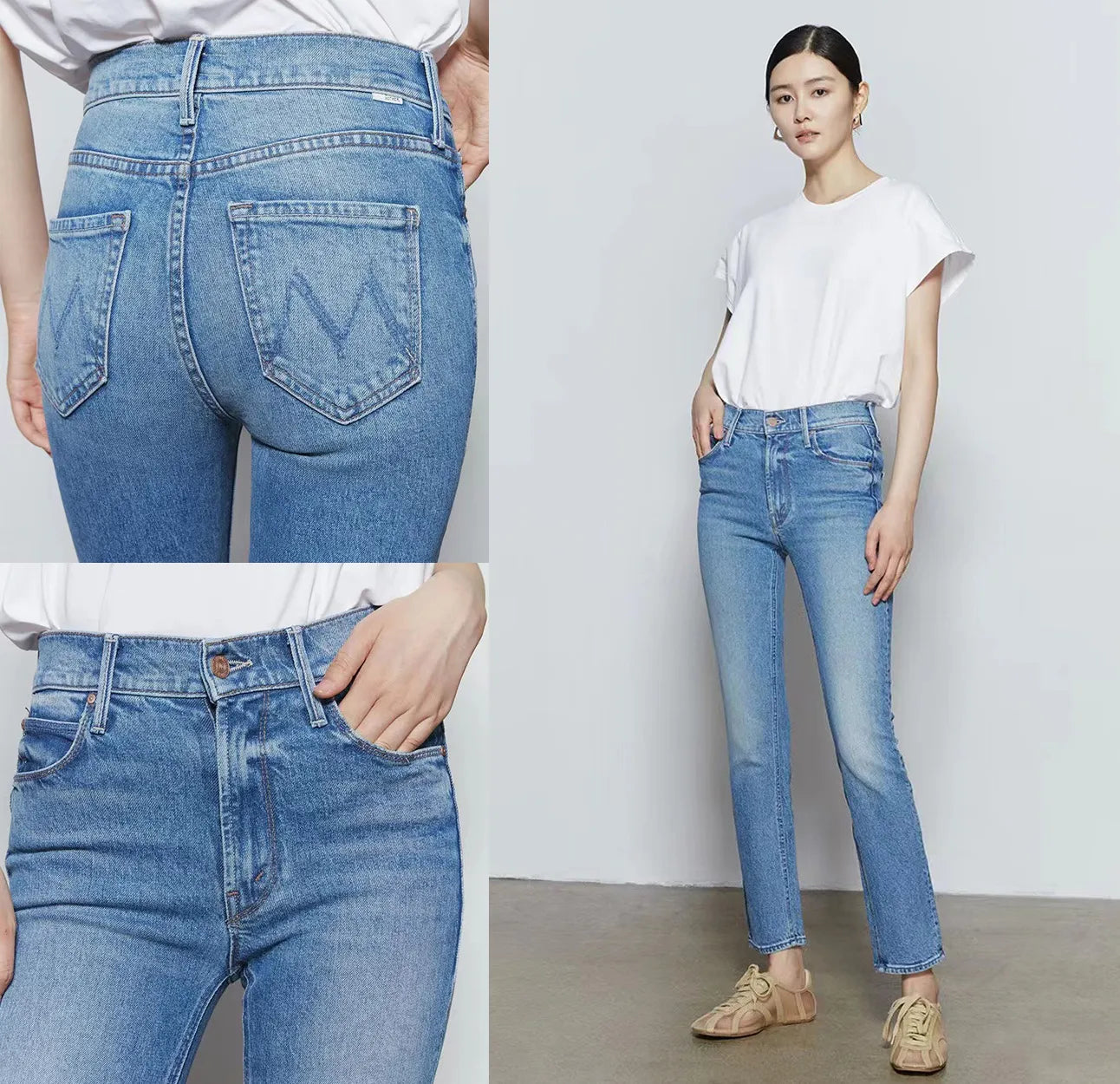 Women Stretch straight denim pants fashion casual ankle-length jeans Trendy Low-Rise Bootcut Jeans