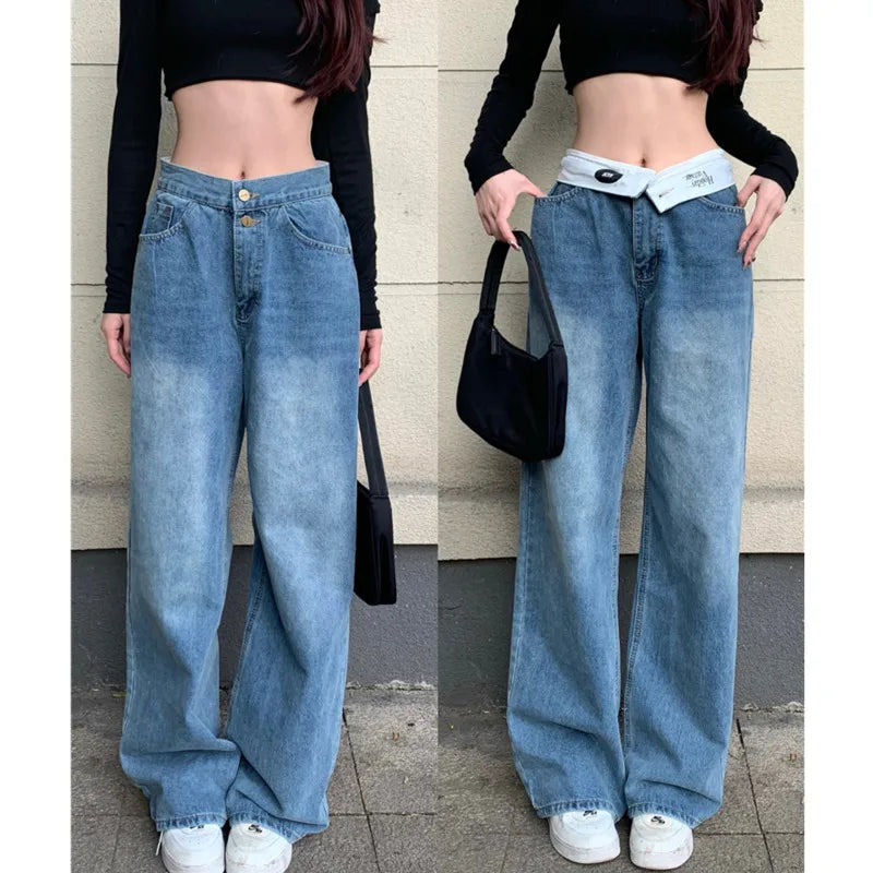 Women's Jeans Woman High Waist Female Clothing Y2k Denim Streetwear Elegant Bootcut Fit Jeans