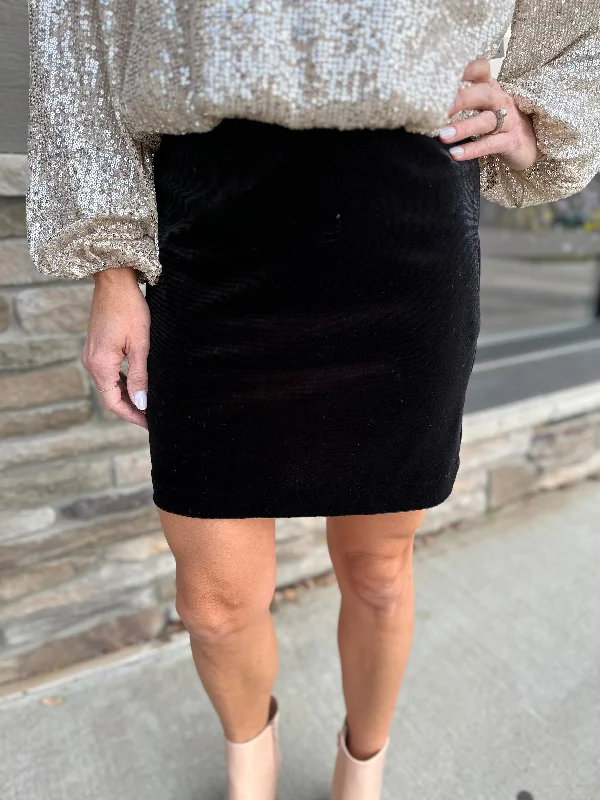 Velvet Mini Skirt (DEX) leather skirt refined