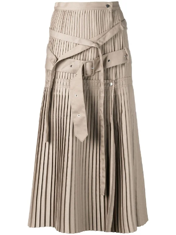 pleated flared midi skirt pencil skirt chic