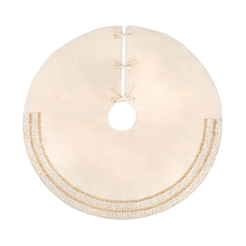 52 in. HGTV Home Collection Fringe Detail Tree Skirt, Off White silk skirt lustrous
