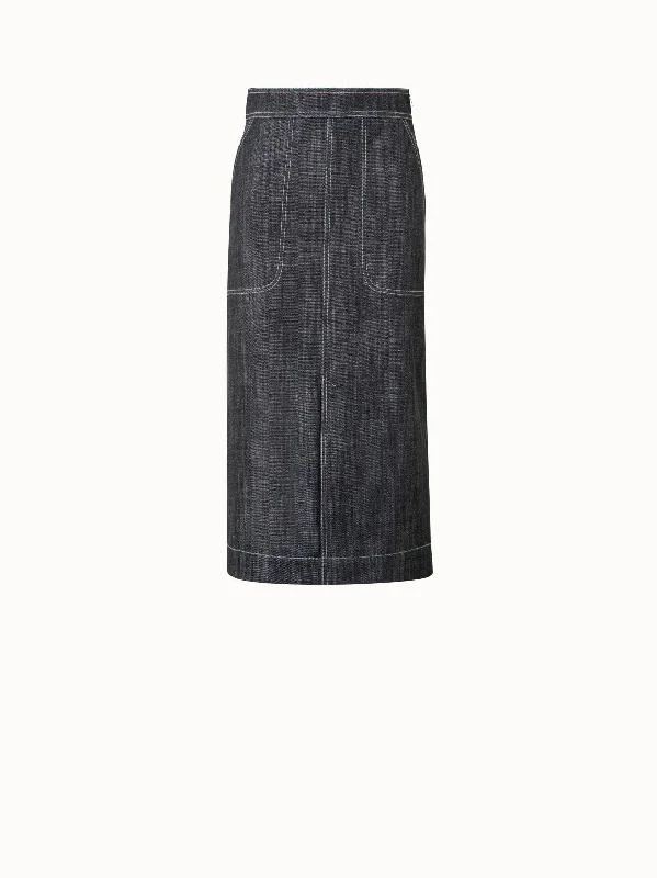 A-Line Skirt in Cotton Denim midi skirt versatile