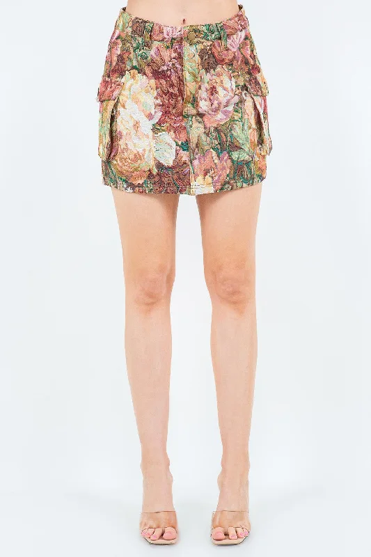 American Bazi Jacquard Weave Cargo Pocket Skirt silk skirt luxurious