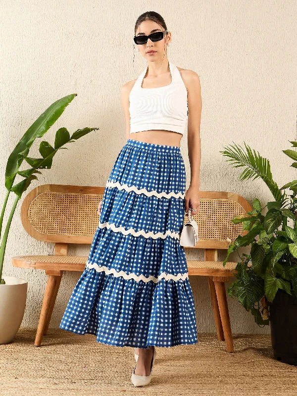 Ric-Rac Cotton Tiered Midi Skirt vintage skirt charm