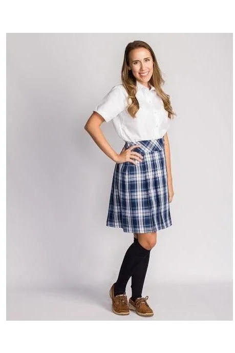 Blue Plaid Mock Wrap Skirt wool skirt warm