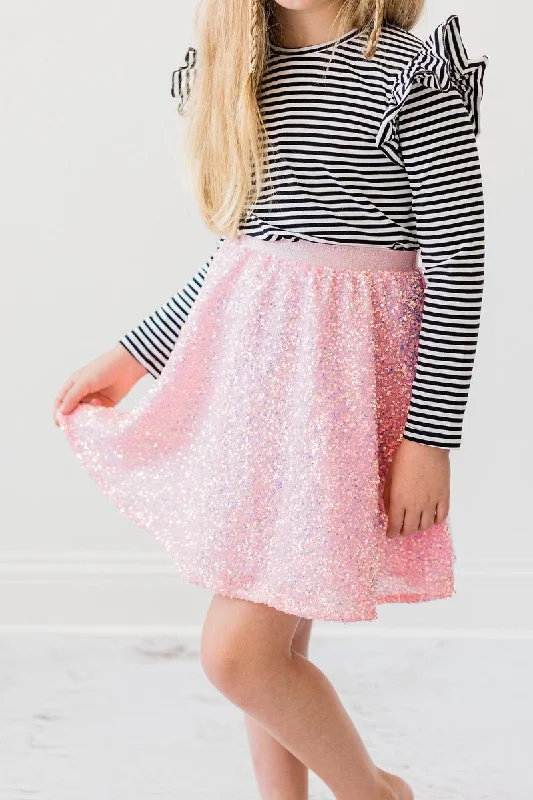 SALE Bubblegum Pink Sequin Twirl Skirt leather skirt durable