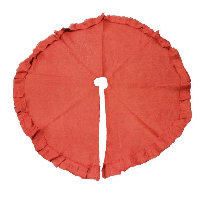 Burlap Tree Skirt Round Ruffled Edge, Red, 48-inch lace skirt elegant