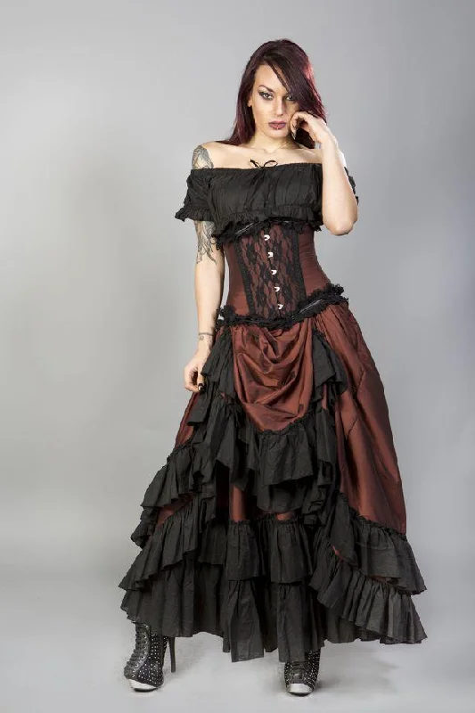 Carnation Victorian Maxi Skirt In Brass Taffeta velvet skirt rich