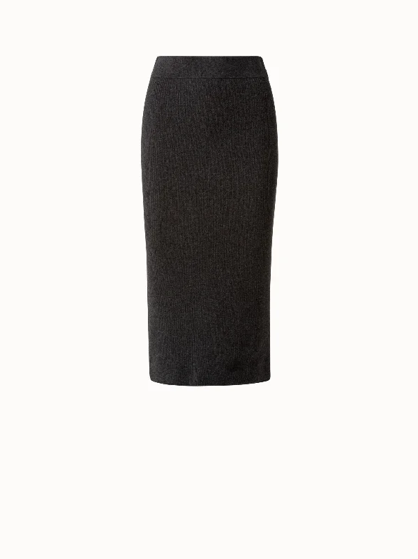 Wool Cashmere Ribbed Knit Skirt spandex blend skirt