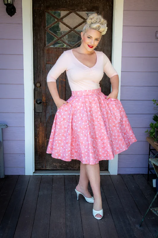 Circle Skirt - Watercolor Dot, Coral athletic skirt fit