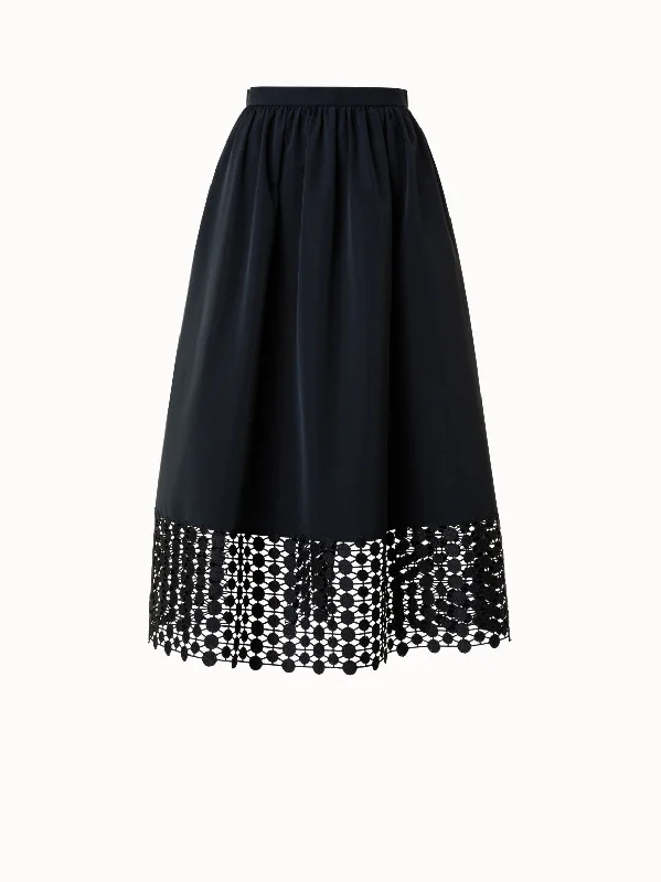 Cotton Poplin Skirt with Kaleidoscope Dot Embroidery belted skirt waist