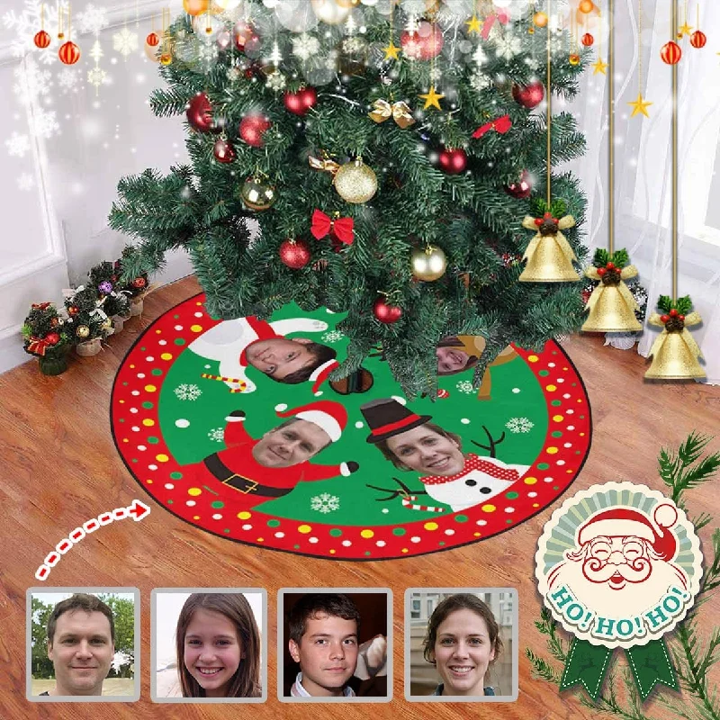 Custom Face Happy Family Christmas Tree Skirt summer skirt style
