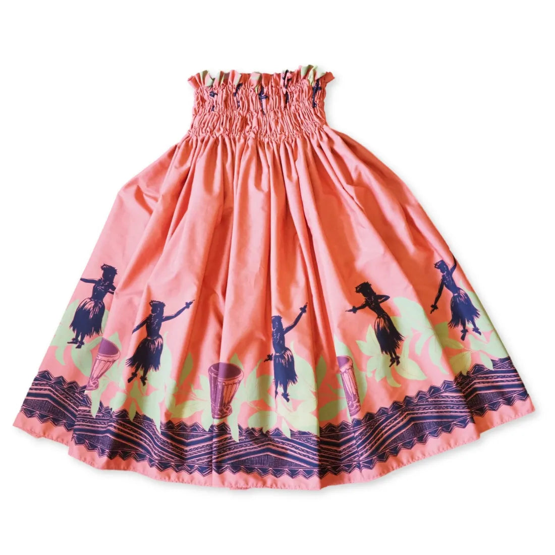 Dancers Orange Single Pa'u Hawaiian Hula Skirt floral skirt print