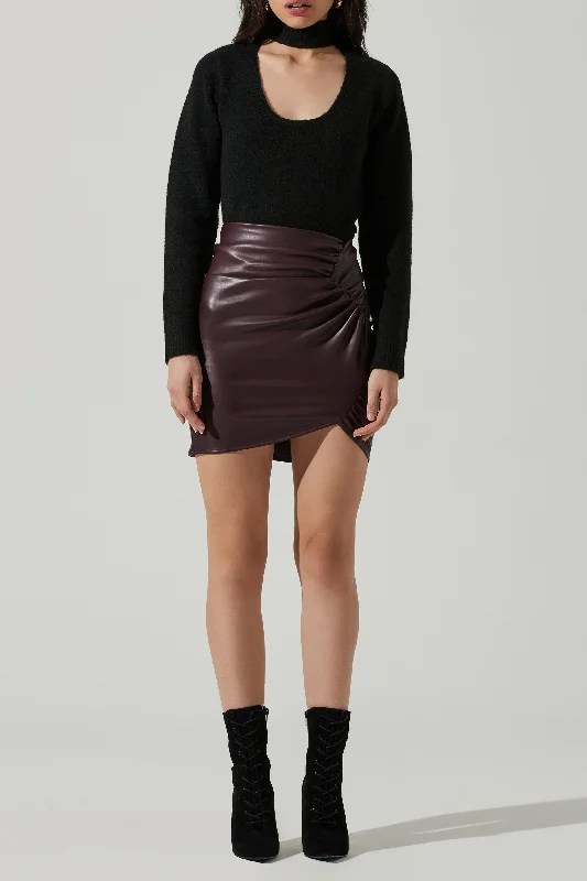 Dancing Queen Skirt Eggplant button skirt front