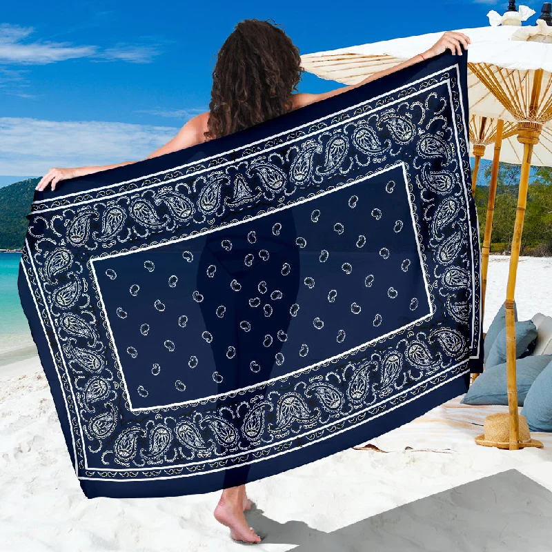 Dark Navy Bandana Sarong silk skirt elegant