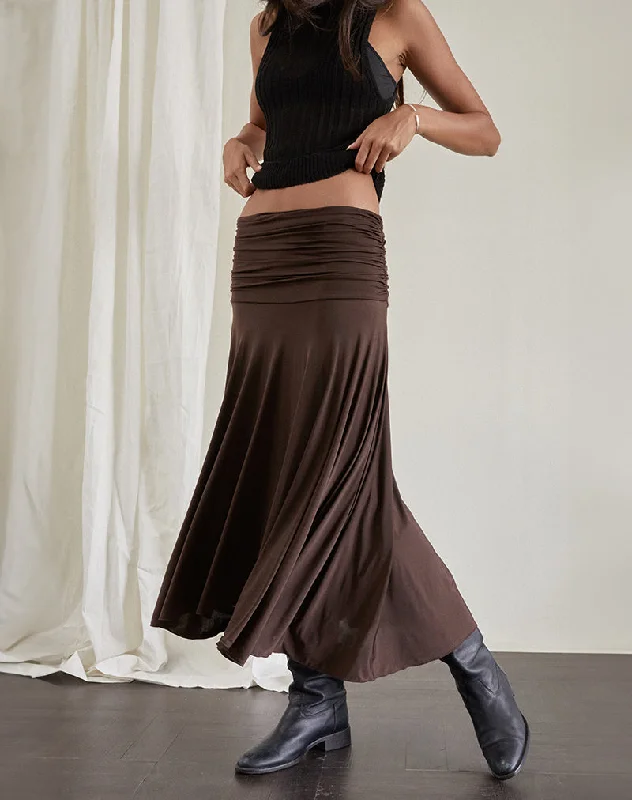 Delta Midi Skirt in Slinky Chocolate high waist skirt