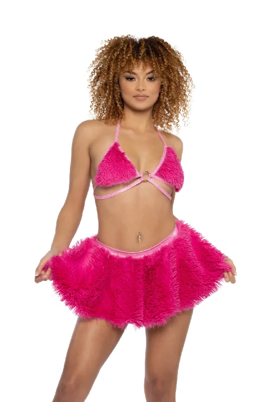 JR148 - Faux Fur Circle Skirt silk skirt luxurious