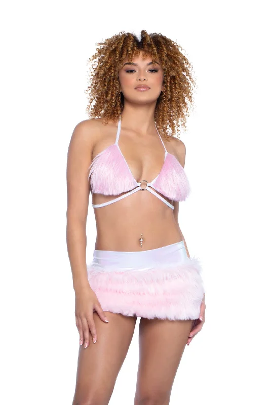 JR149 - Faux Fur Skirt satin skirt smooth