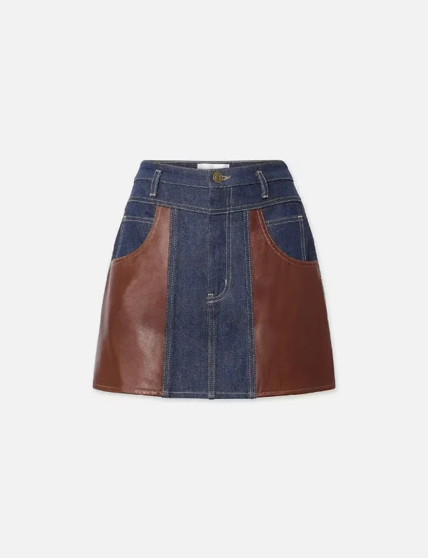 Frame Atelier Denim Leather Skirt wool skirt thick