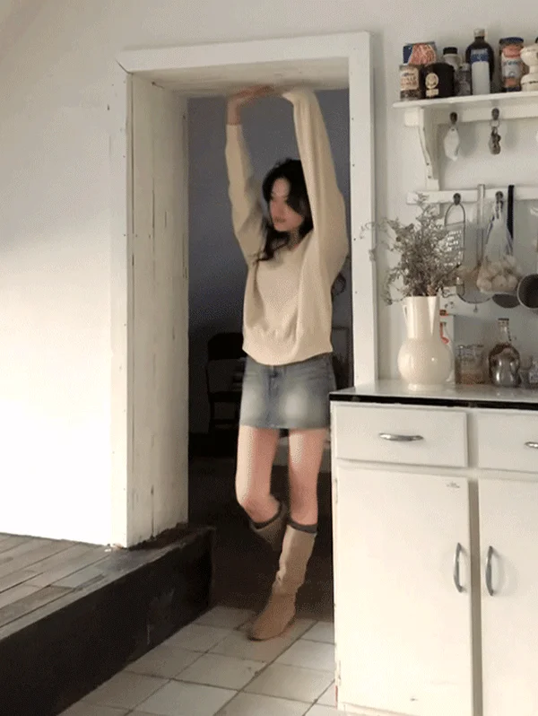 【韓網爆款！】Washing Denim Mini Skirt leather skirt bold