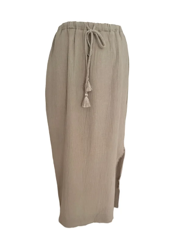 Fringe Side Slit Skirt / Mocha zip skirt side