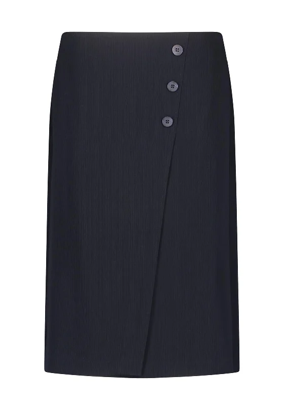 Gerry Weber Button Detail Mock Wrap Midi Skirt, Navy cashmere skirt soft