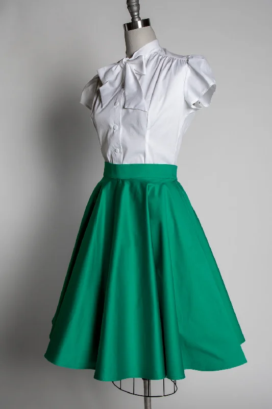 Haute Circle Skirt - Emerald Sateen linen skirt light
