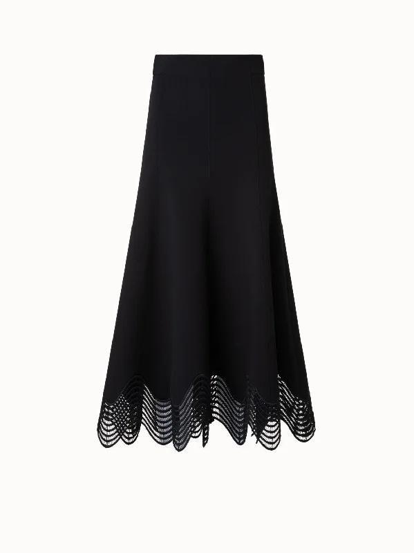 Jersey Midi Skirt with Wave Lace velvet skirt rich
